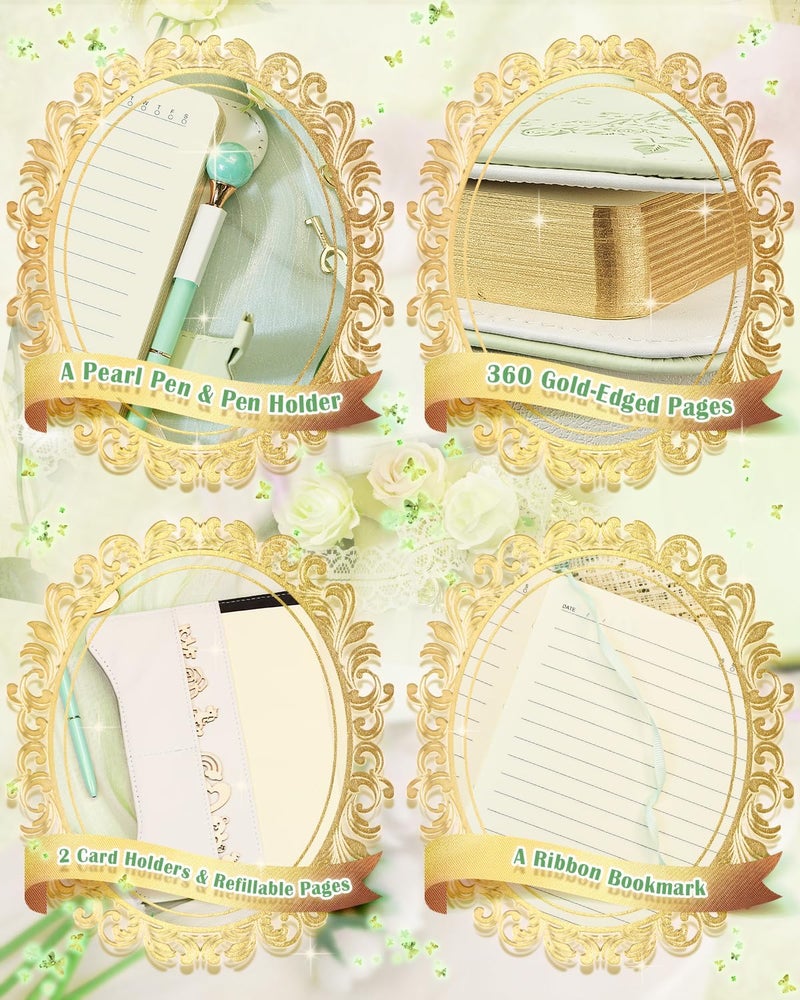 hi!SCI Diary with Lock and Keys for Girls & Women, 360 Pages Journal with Lock for Girls Gift Ideas, Girls Locking Diary with Pen, Cute Journals Set for Teen Girls Ages 8-12 (Rose Garden, Green) - Image 3